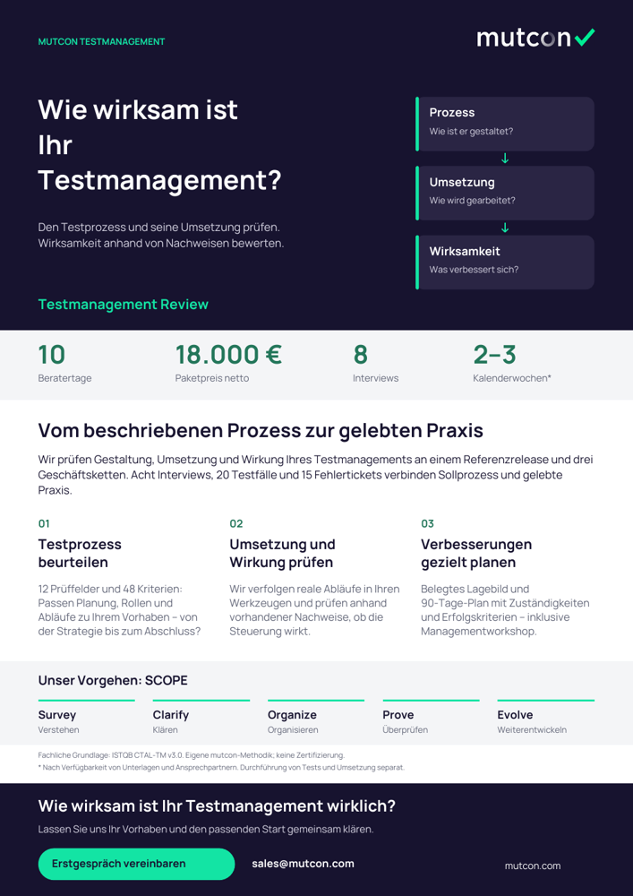 Erste Seite: Testmanagement Review